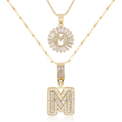 Primrose™ イニシャルダイヤモンドネックレス 14k（2個セット）