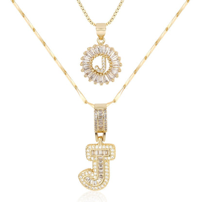 Primrose™ イニシャルダイヤモンドネックレス 14k（2個セット）