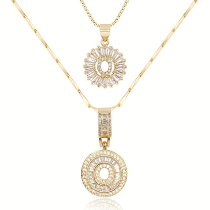 Primrose™ イニシャルダイヤモンドネックレス 14k（2個セット）