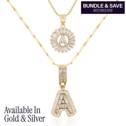Primrose™ イニシャルダイヤモンドネックレス 14k（2個セット）