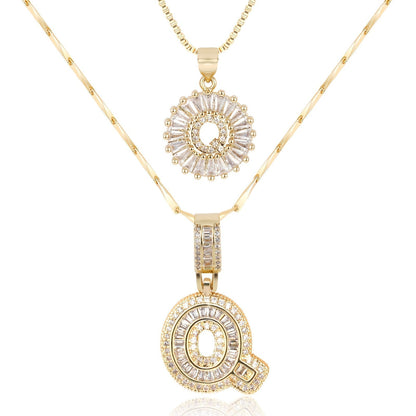 Primrose™ イニシャルダイヤモンドネックレス 14k（2個セット）