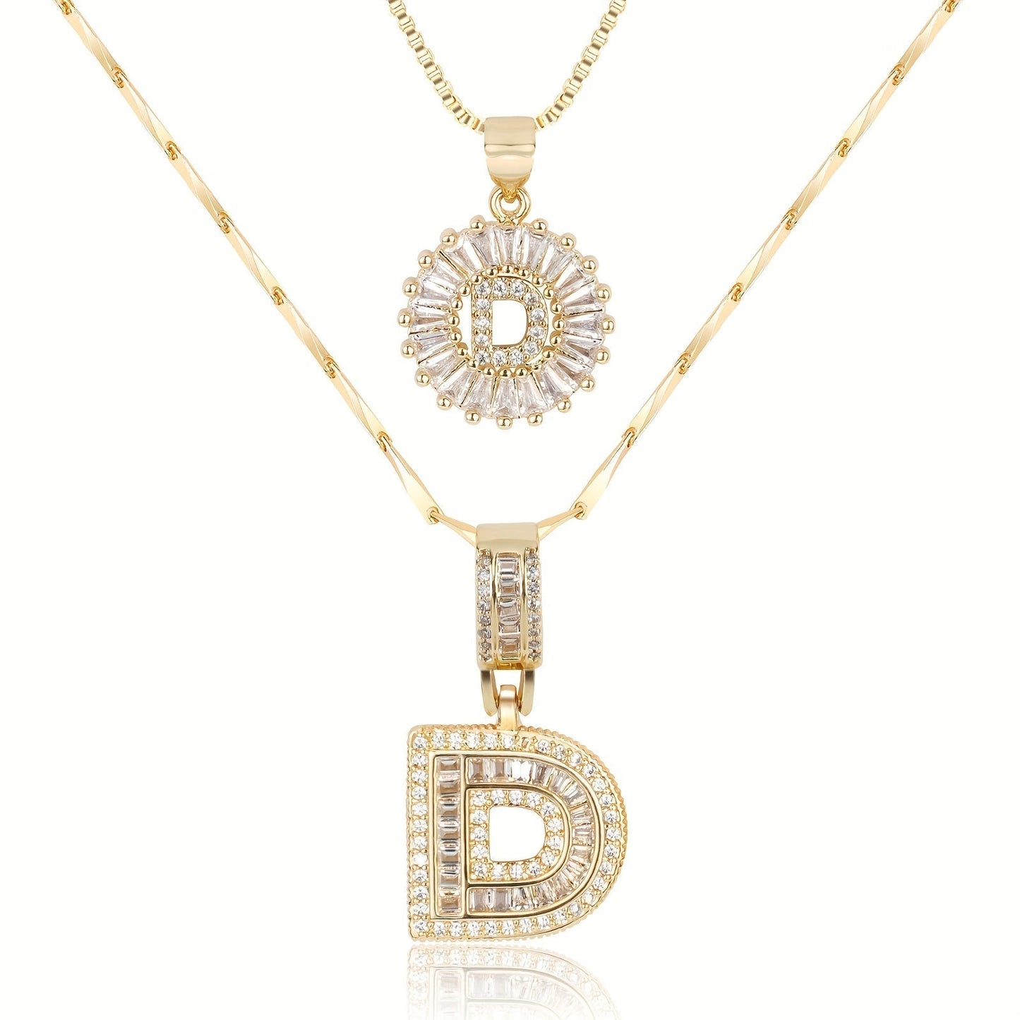 Primrose™ イニシャルダイヤモンドネックレス 14k（2個セット）
