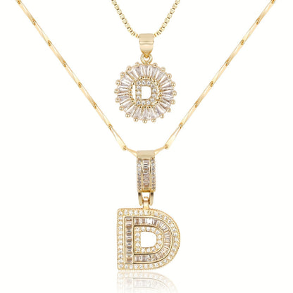 Primrose™ イニシャルダイヤモンドネックレス 14k（2個セット）