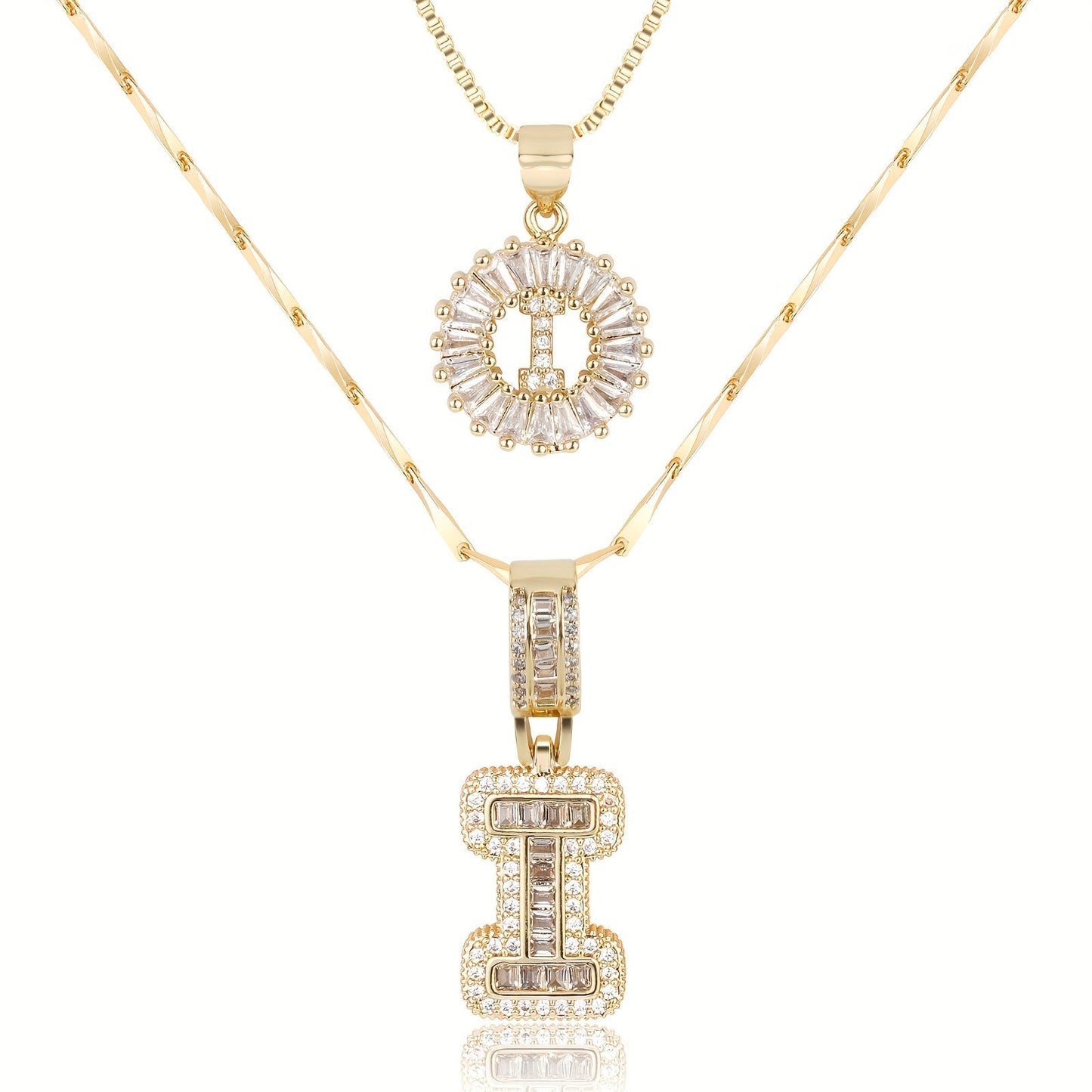 Primrose™ イニシャルダイヤモンドネックレス 14k（2個セット）