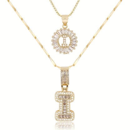 Primrose™ イニシャルダイヤモンドネックレス 14k（2個セット）