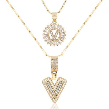 Primrose™ イニシャルダイヤモンドネックレス 14k（2個セット）