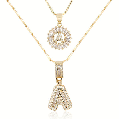 Primrose™ イニシャルダイヤモンドネックレス 14k（2個セット）