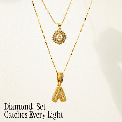 Primrose™ イニシャルダイヤモンドネックレス 14k（2個セット）