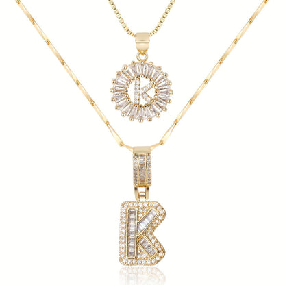 Primrose™ イニシャルダイヤモンドネックレス 14k（2個セット）