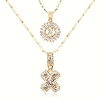 Primrose™ イニシャルダイヤモンドネックレス 14k（2個セット）