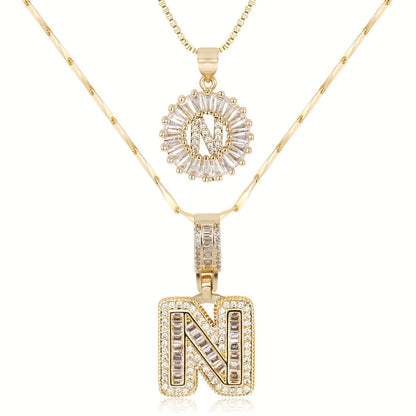Primrose™ イニシャルダイヤモンドネックレス 14k（2個セット）