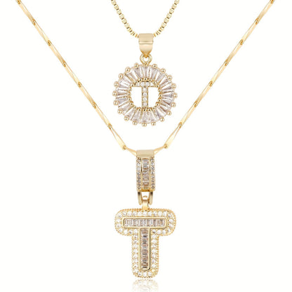 Primrose™ イニシャルダイヤモンドネックレス 14k（2個セット）