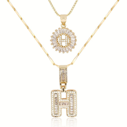 Primrose™ イニシャルダイヤモンドネックレス 14k（2個セット）