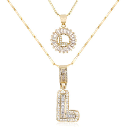 Primrose™ イニシャルダイヤモンドネックレス 14k（2個セット）