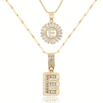 Primrose™ イニシャルダイヤモンドネックレス 14k（2個セット）
