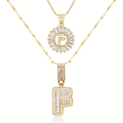Primrose™ イニシャルダイヤモンドネックレス 14k（2個セット）