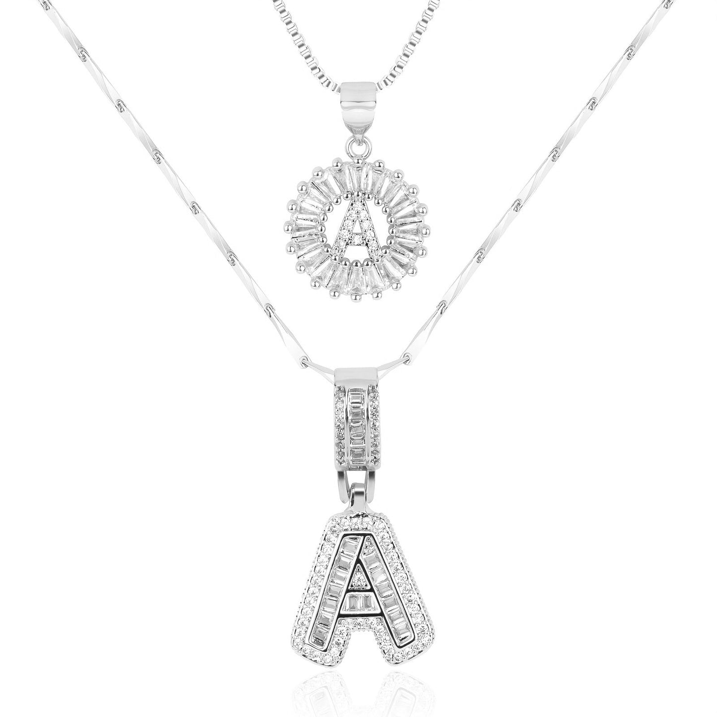 Primrose™ イニシャルダイヤモンドネックレス 14k（2個セット）