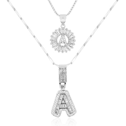 Primrose™ イニシャルダイヤモンドネックレス 14k（2個セット）