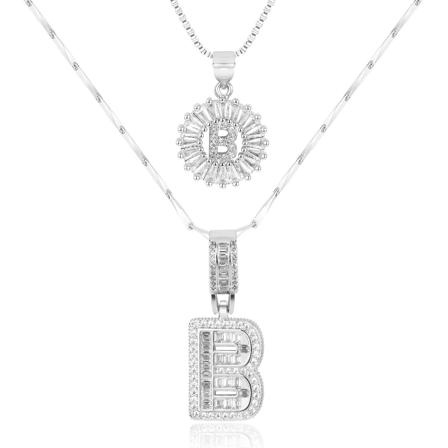Primrose™ イニシャルダイヤモンドネックレス 14k（2個セット）