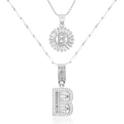 Primrose™ イニシャルダイヤモンドネックレス 14k（2個セット）