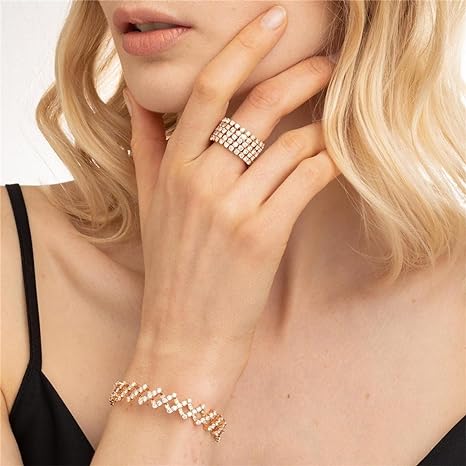Carys™ エレガントなゴールド仕上げのリングとブレスレットセット