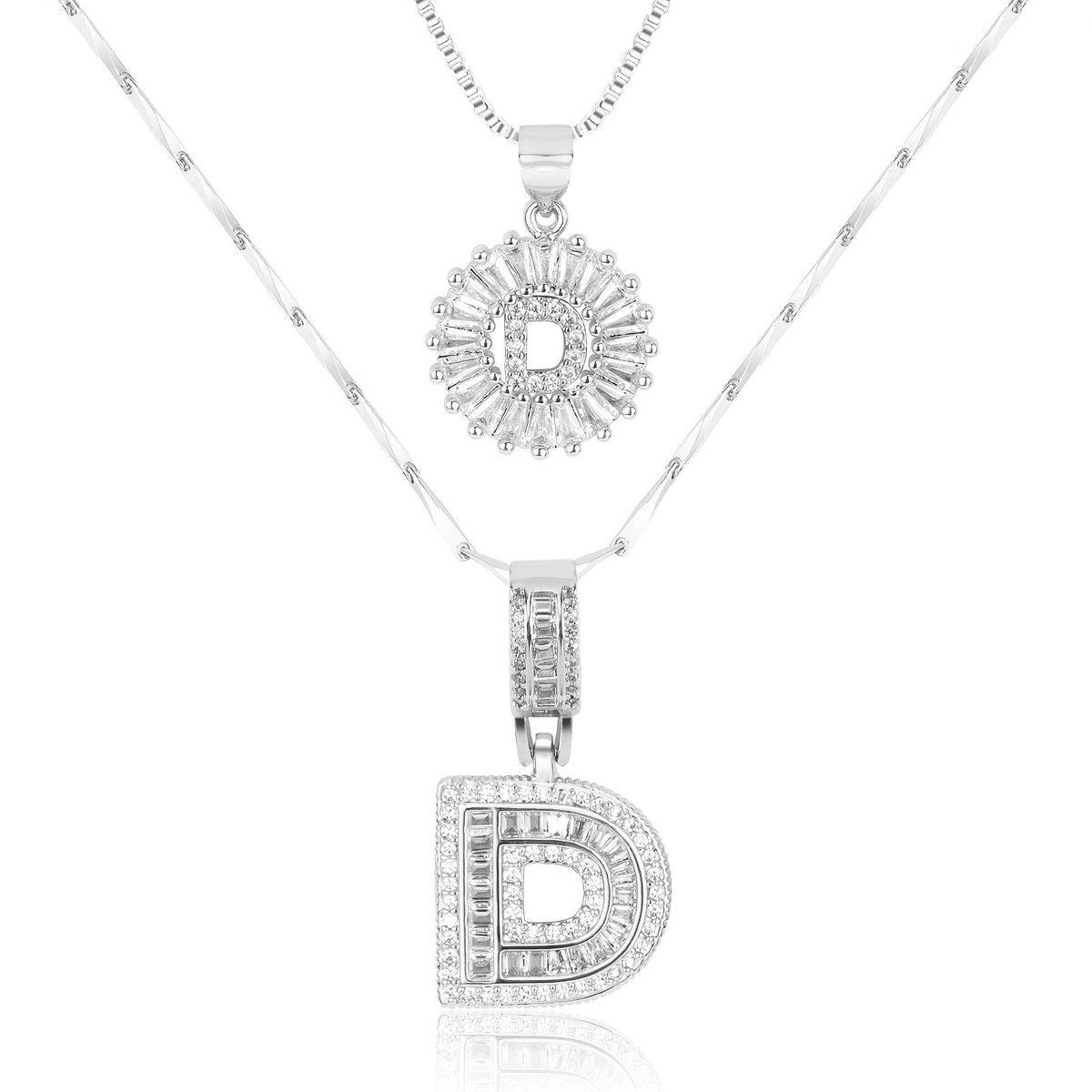 Primrose™ イニシャルダイヤモンドネックレス 14k（2個セット）