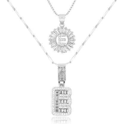 Primrose™ イニシャルダイヤモンドネックレス 14k（2個セット）