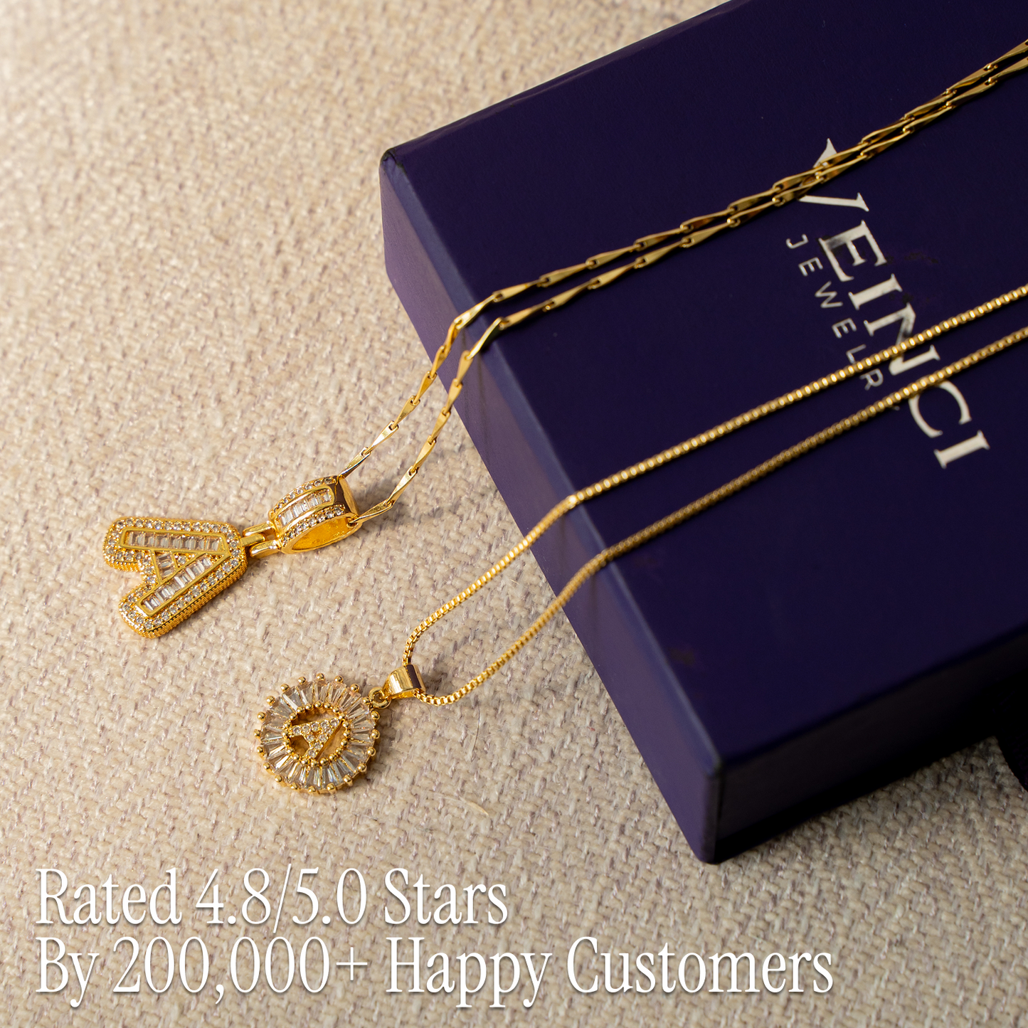 Primrose™ イニシャルダイヤモンドネックレス 14k（2個セット）