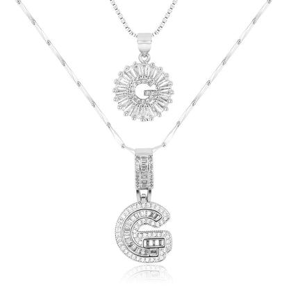 Primrose™ イニシャルダイヤモンドネックレス 14k（2個セット）