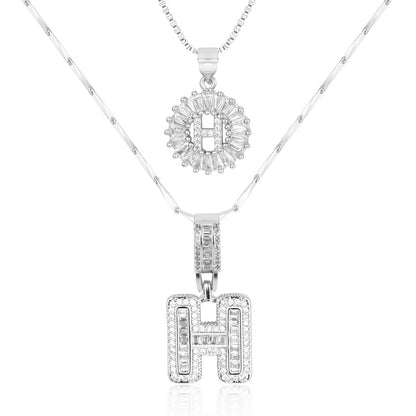 Primrose™ イニシャルダイヤモンドネックレス 14k（2個セット）