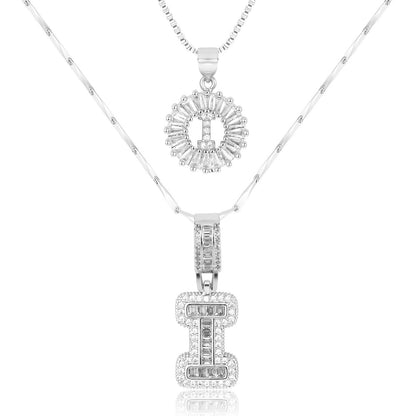 Primrose™ イニシャルダイヤモンドネックレス 14k（2個セット）