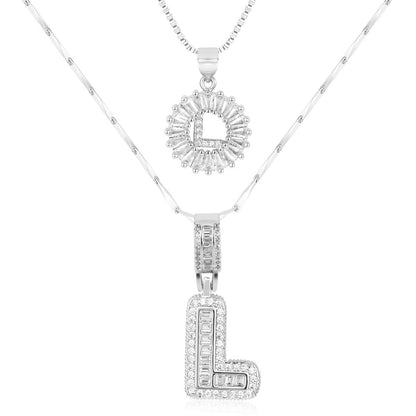 Primrose™ イニシャルダイヤモンドネックレス 14k（2個セット）