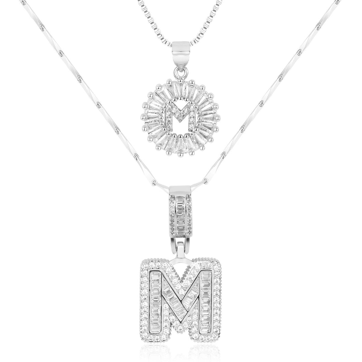 Primrose™ イニシャルダイヤモンドネックレス 14k（2個セット）