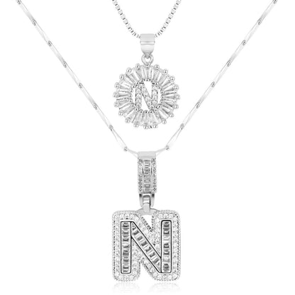 Primrose™ イニシャルダイヤモンドネックレス 14k（2個セット）