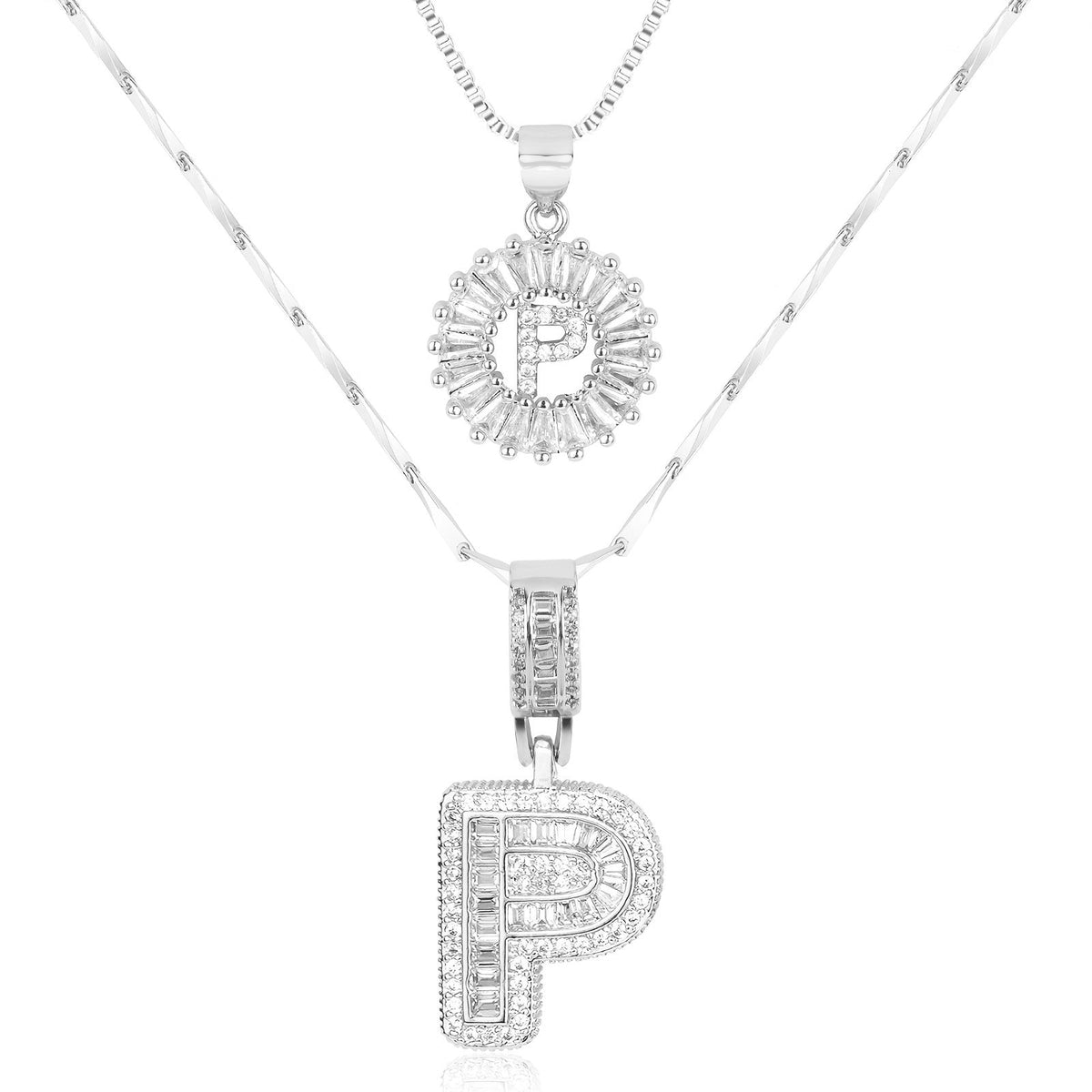 Primrose™ イニシャルダイヤモンドネックレス 14k（2個セット）