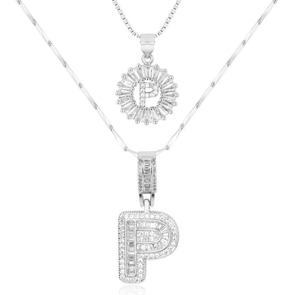Primrose™ イニシャルダイヤモンドネックレス 14k（2個セット）