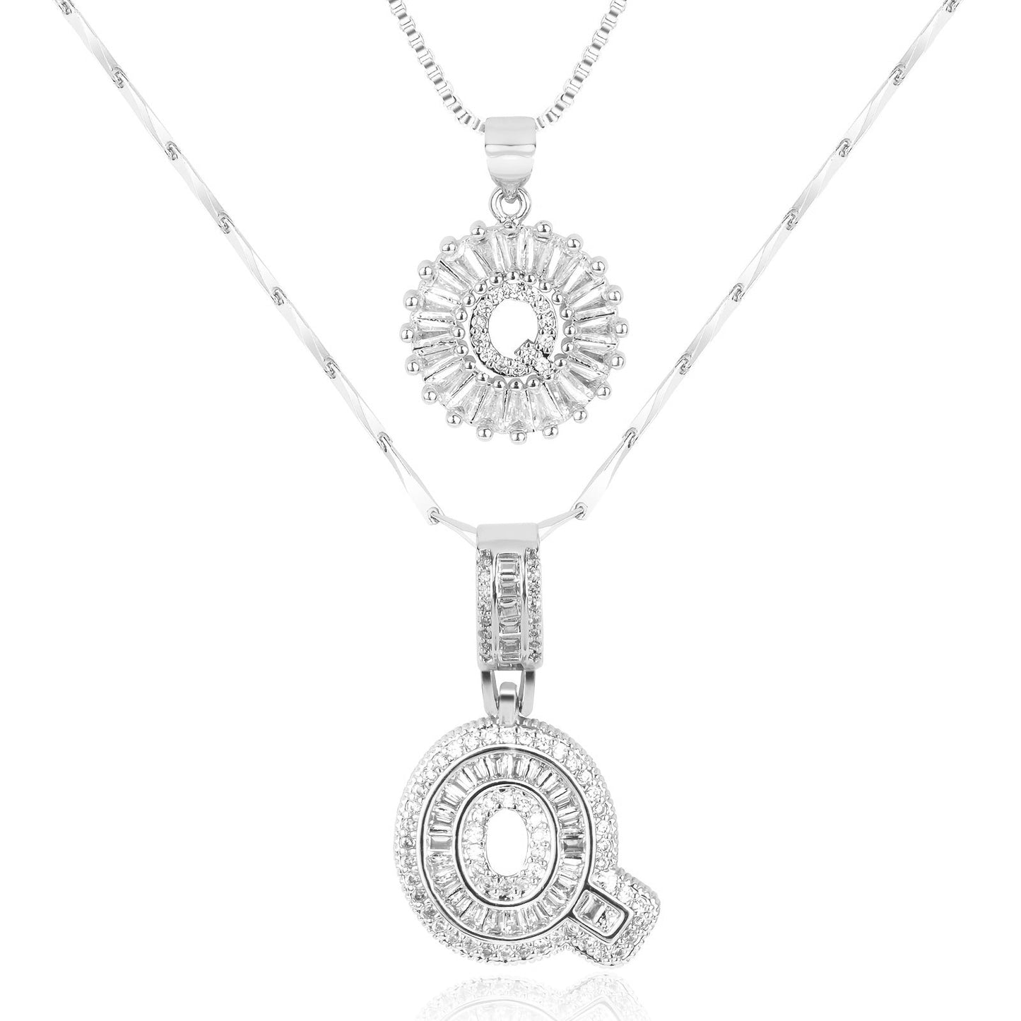 Primrose™ イニシャルダイヤモンドネックレス 14k（2個セット）