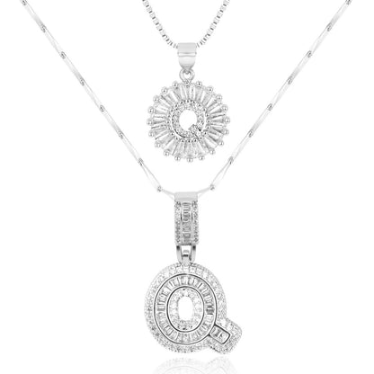Primrose™ イニシャルダイヤモンドネックレス 14k（2個セット）