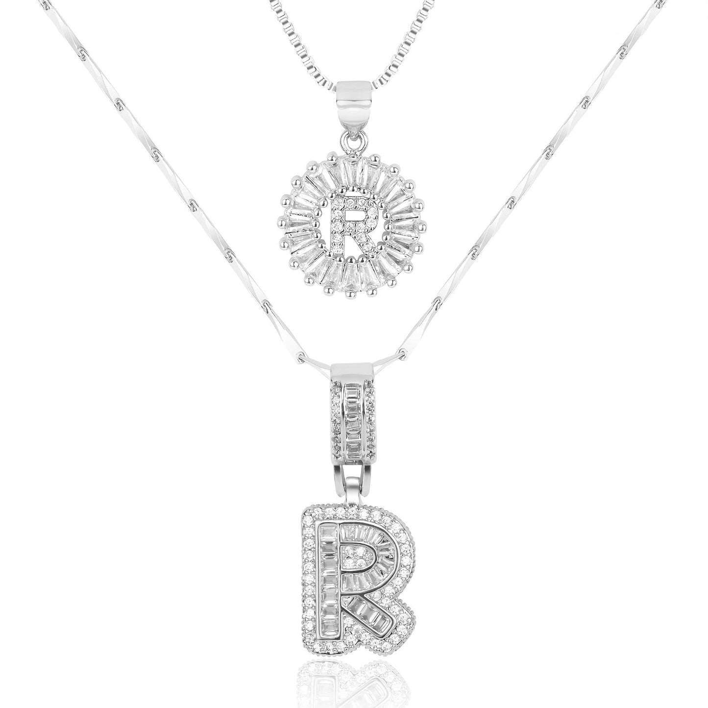Primrose™ イニシャルダイヤモンドネックレス 14k（2個セット）