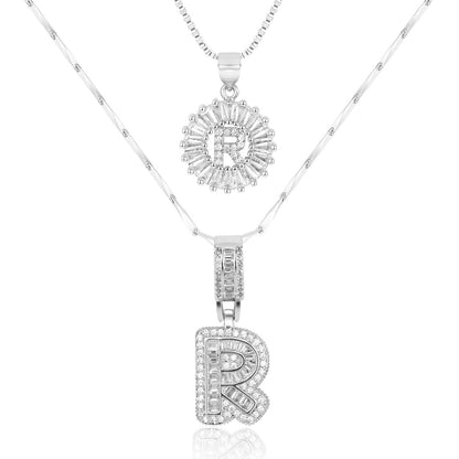 Primrose™ イニシャルダイヤモンドネックレス 14k（2個セット）