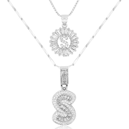 Primrose™ イニシャルダイヤモンドネックレス 14k（2個セット）
