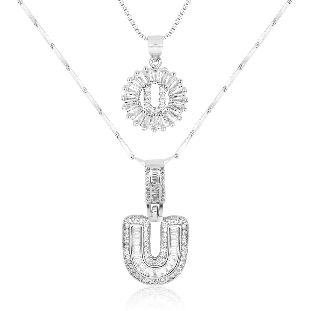 Primrose™ イニシャルダイヤモンドネックレス 14k（2個セット）