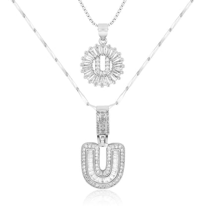 Primrose™ イニシャルダイヤモンドネックレス 14k（2個セット）