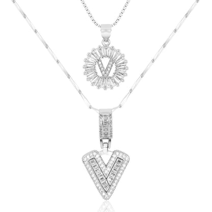 Primrose™ イニシャルダイヤモンドネックレス 14k（2個セット）