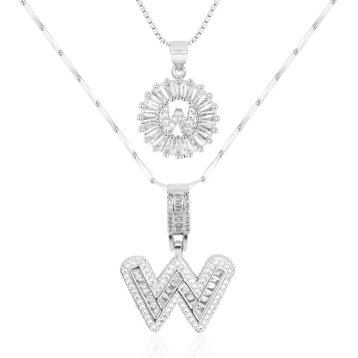 Primrose™ イニシャルダイヤモンドネックレス 14k（2個セット）