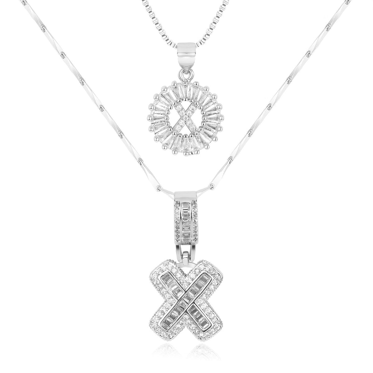 Primrose™ イニシャルダイヤモンドネックレス 14k（2個セット）