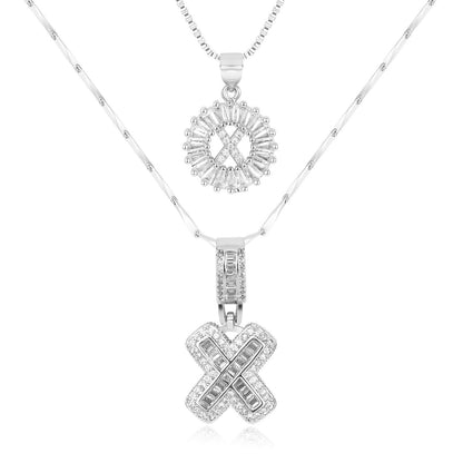 Primrose™ イニシャルダイヤモンドネックレス 14k（2個セット）
