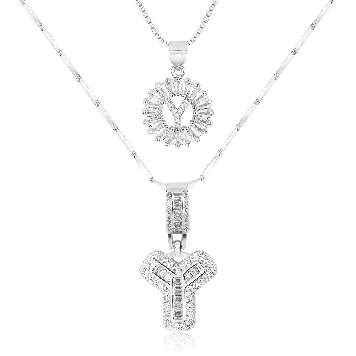 Primrose™ イニシャルダイヤモンドネックレス 14k（2個セット）