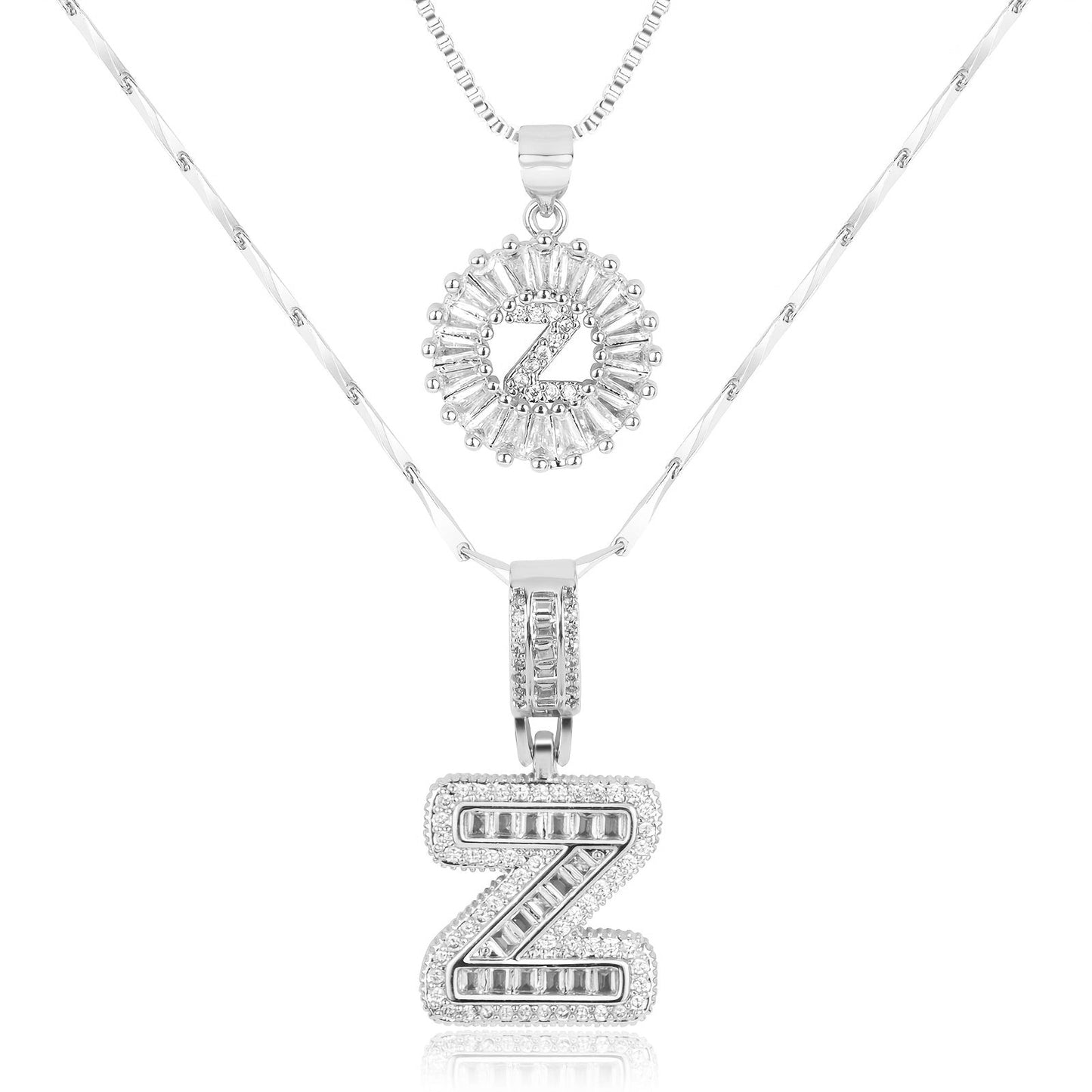 Primrose™ イニシャルダイヤモンドネックレス 14k（2個セット）