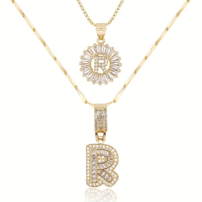 Primrose™ イニシャルダイヤモンドネックレス 14k（2個セット）